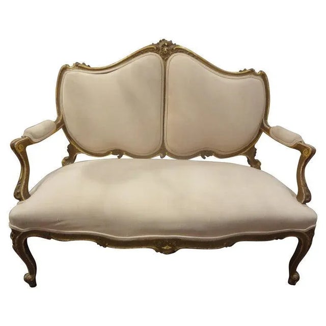 Late 19th Century Italian Louis XV Style Giltwood Loveseat For Sale - Image 10 of 11