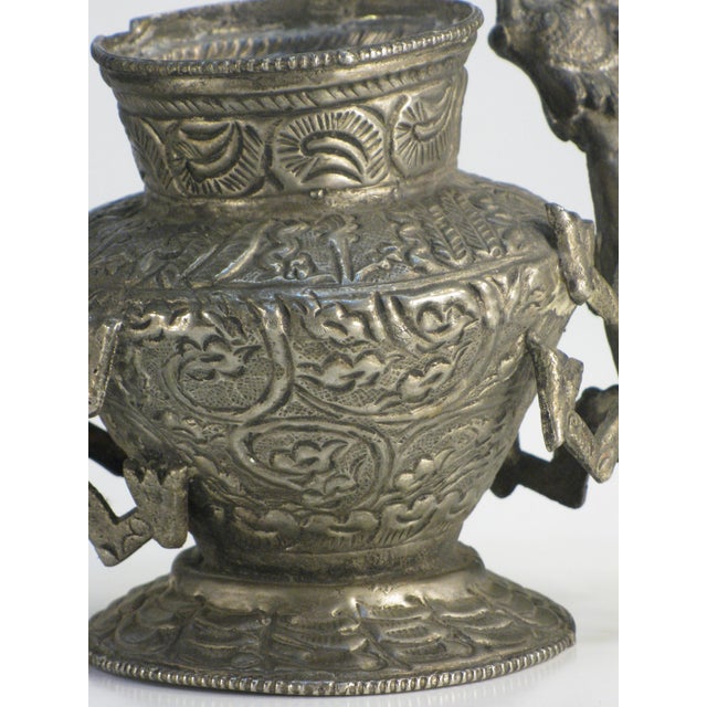Early 20th Century Early 20th Century Tibetan With Dragons Jar / Pot Repousse Tined, Brass: Southeast Asia For Sale - Image 5 of 13