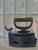 Antique Cast Iron, Enamel Coated Charcoal Box Iron Featuring a Wooden Handle & a Distinctive Brass Rooster-Shaped Latch For Sale - Image 9 of 12