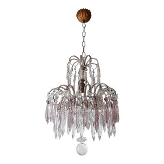 Italian Micro-Beaded Purple Lavender Crystal Prisms Chandelier For Sale