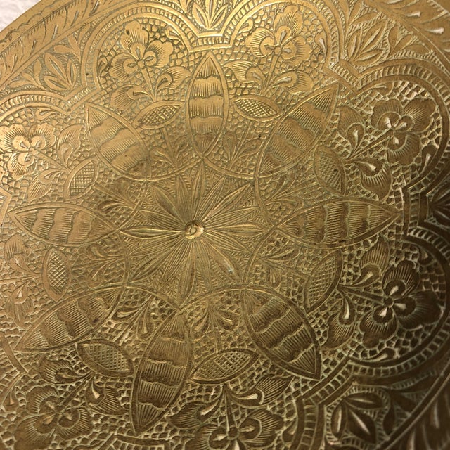 Brass 1970s Mid-Century Modern Floral Pattern Etched Brass Bowl For Sale - Image 8 of 10