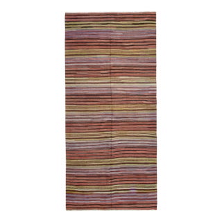 Vintage Turkish Striped Kilim Rug - 5`3" X 11`4" For Sale
