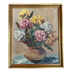 1960s Floral Still Life Oil Painting
