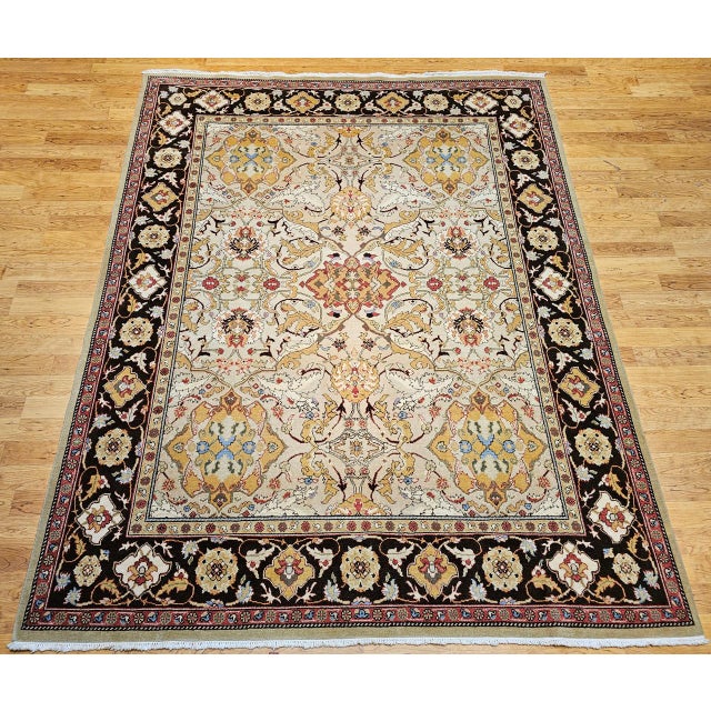 This beautiful Turkish Oushak room size rug features an appealing all-over large geometric design format. The uncluttered...
