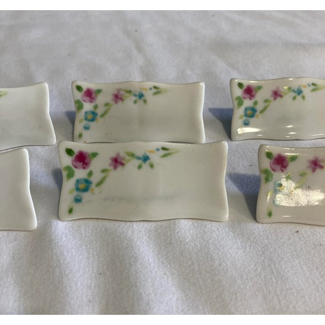 Vintage Porcelain Floral Place Card Holders, Set of 6 | Chairish