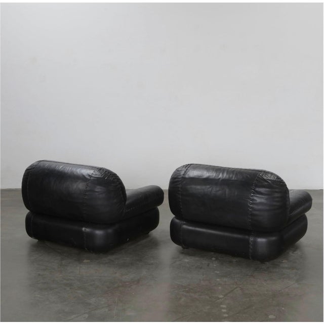 Pair of 1970’s Adriano Piazzesi Stitched Leather Lounge Chairs For Sale - Image 16 of 18