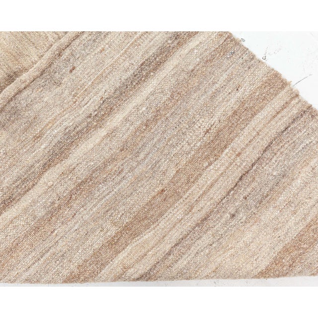 1950s Doris Leslie Blau Vintage Striped Warm Tan With Light Beige Hand-Knotted Runner For Sale - Image 5 of 7