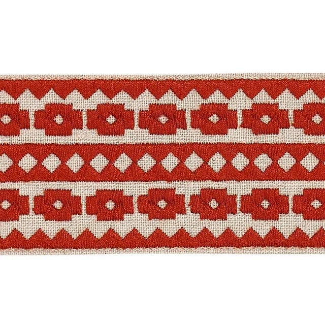 Rustic Sample - Schumacher Talitha Tape in Terracotta on Natural For Sale - Image 3 of 3