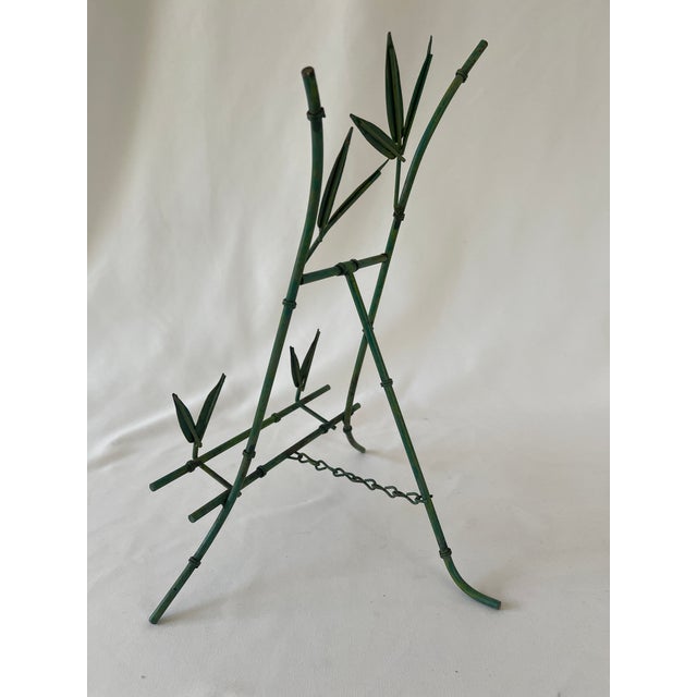 Late 20th Century Hollywood Regency Faux Bamboo Metal Picture Frame Tabletop Easel For Sale - Image 5 of 10