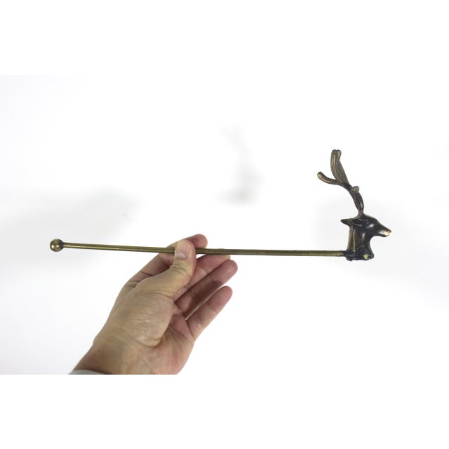 Vintage Brass Stag With Antlers Candle Snuff Snuffer For Sale - Image 4 of 8