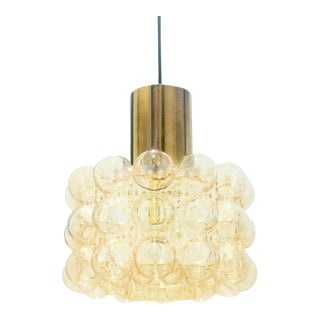 Large Mid-Century Modern Amber Bubble Glass Pendant Light by Helena Tynell for Limburg, Germany, 1960s For Sale