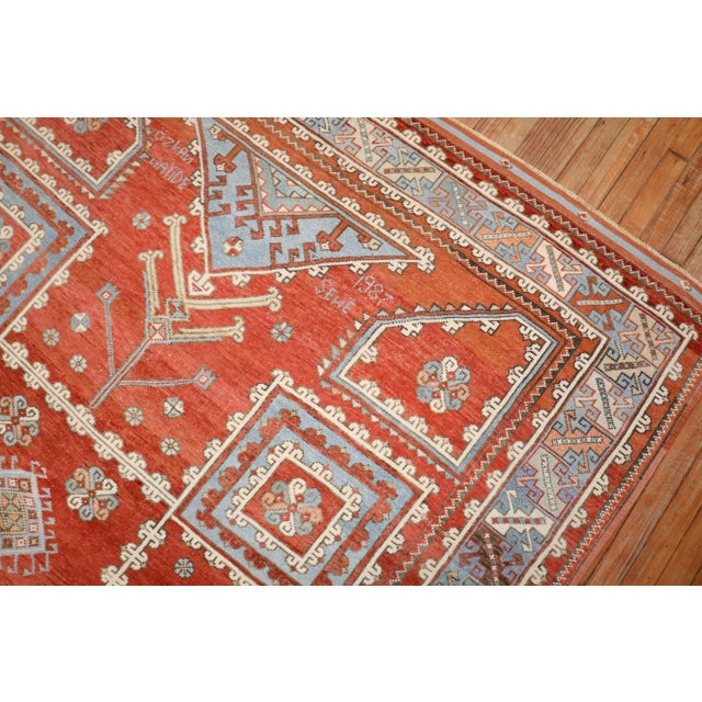 Orange Mid 20th Century Vintage Turkish Bergama Rug, 6'8'' X 9' For Sale - Image 8 of 9