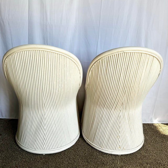 Boho Chic Pencil Reed Upholstered Dining Chairs - A Pair For Sale - Image 4 of 10