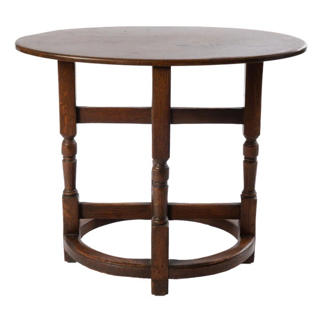 English Oak Oval Stretcher Base Table For Sale
