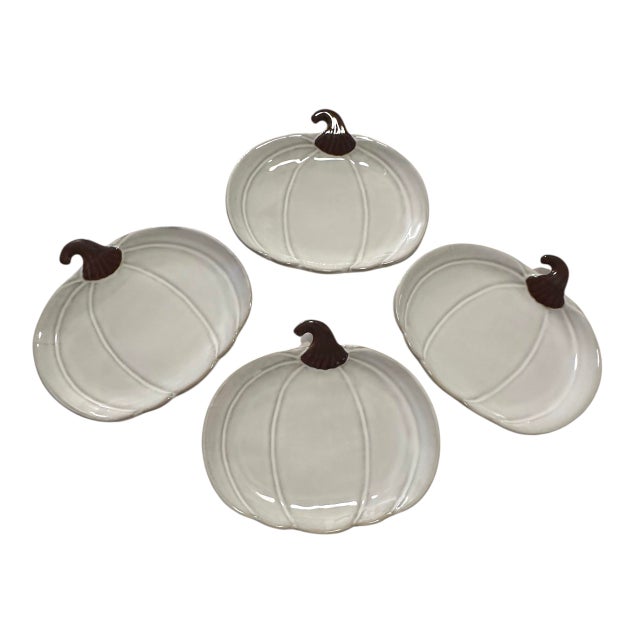 Alabaster Vintage Crofton White Harvest Pumpkin Plates - A Set 4 For Sale - Image 8 of 12