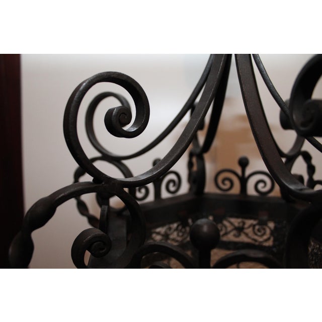 Large Wrought Iron Porch Lantern For Sale - Image 12 of 14