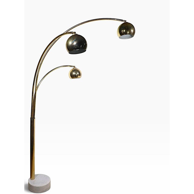 1970s Space Age Brass and Marble Arc Floor Lamp For Sale - Image 15 of 18