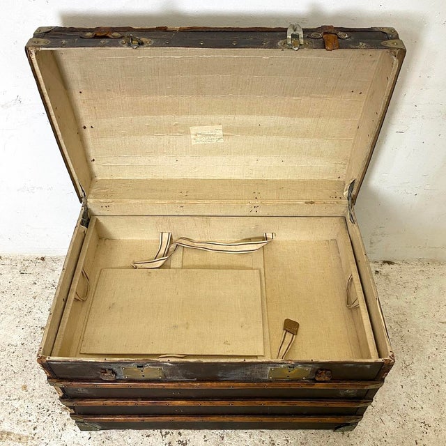 Wood Large Vintage Travel Trunk, 1920s For Sale - Image 7 of 9