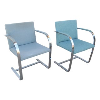 Late 20th Century Ludwig Mies Van Der Rohe Brno Style Chairs Flat Arm For Sale