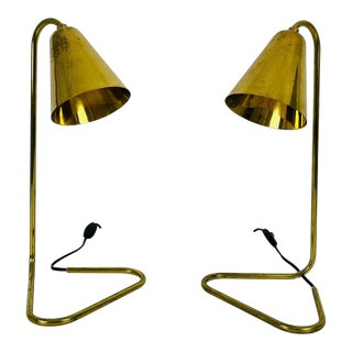 Mid-Century Modern Brass Table Lamps, Pair, 1960s - A Pair For Sale