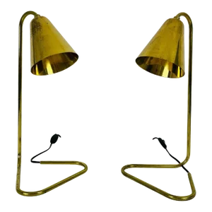 Mid-Century Modern Brass Table Lamps, Pair, 1960s - A Pair