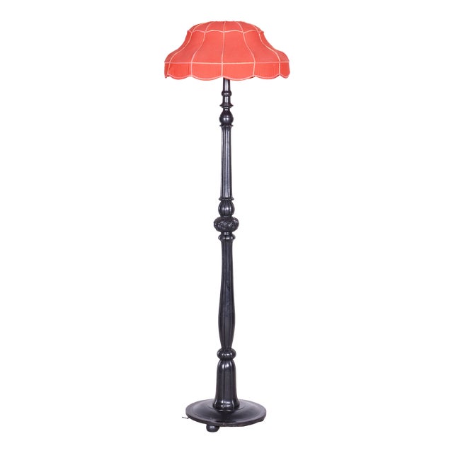 Czech Art Deco Floor Lamp in Beech, 1920s For Sale