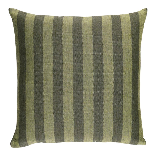 Schumacher Hanson I/O Stripe 18" Pillow In Green For Sale