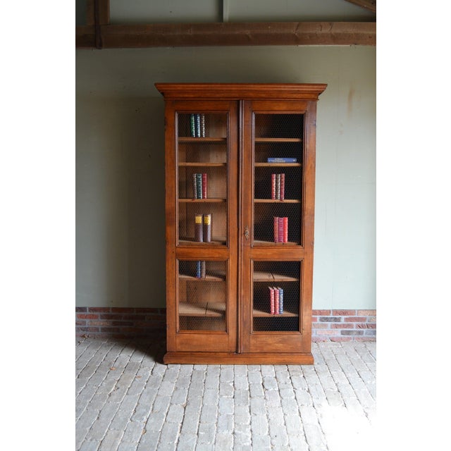Antique Oak Bookcase with Mesh Doors For Sale - Image 11 of 11