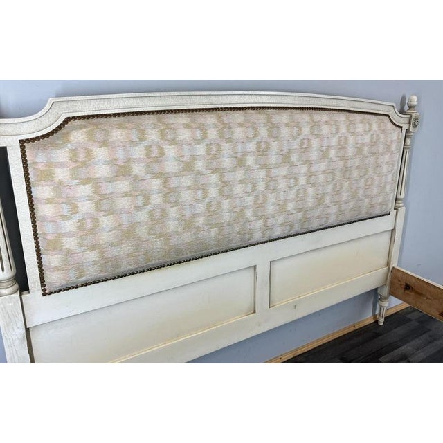 Large Vintage French Bed Frame with Carved Headboard For Sale - Image 10 of 13