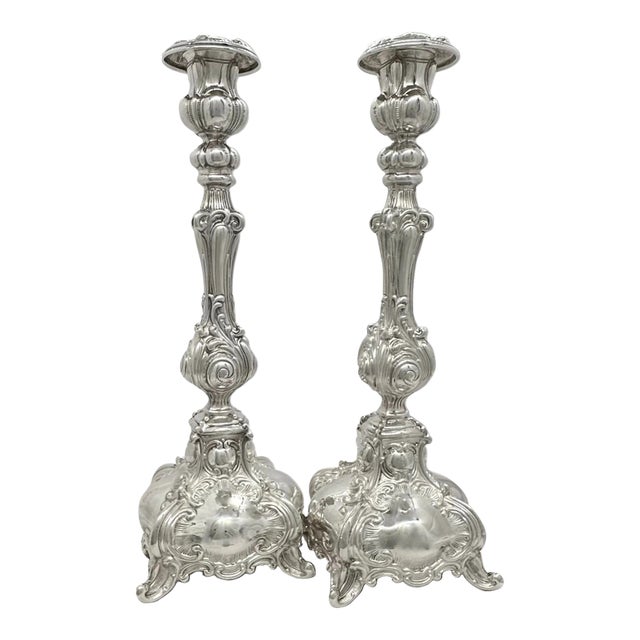 Hazorfim Sterling Candlesticks the Legacy Heirloom Collection Ben Yehuda XL - Pair For Sale