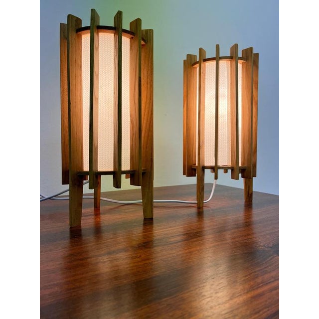 Space Age Wooden Table Lamps by Ib Fabiansen for Fog & Mørup, Denmark, 1960s, Set of 2 For Sale - Image 8 of 9