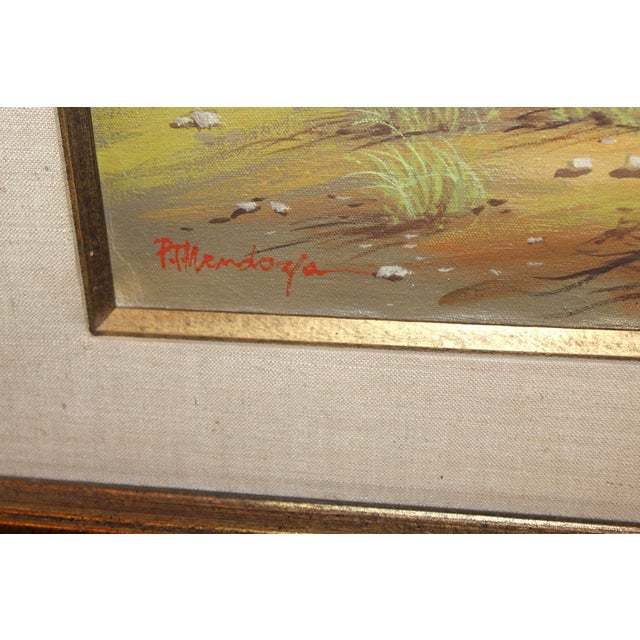 Original Large Western Buffalo Hunt Oil Painting by Pt Mendoza For Sale In Dallas - Image 6 of 8