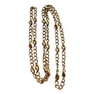 Vintage 1970s Napier Gold Tone Brushed Station Chain Necklace For Sale