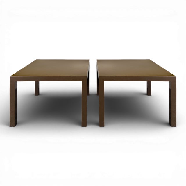 Frosted Brown Lacquered Side Tables, Set of 2 For Sale