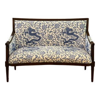 Mid 20th Century Louis XVI Style Canape/Settee in Scalamandre Fabric For Sale