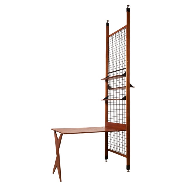 Architectural Desk with Bookshelf, Italy, 1960s For Sale