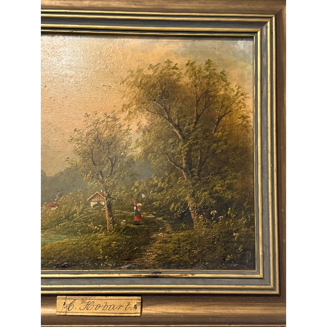Antique European Landscape Oil Painting by A. Hobart Signed For Sale In Phoenix - Image 6 of 12