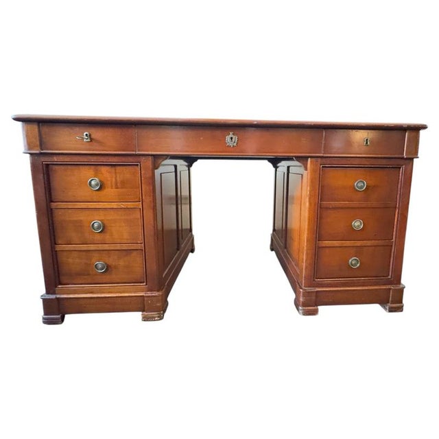 Metal Antique English Victorian Partners Desk with Dual Functionality, 1880 For Sale - Image 7 of 17