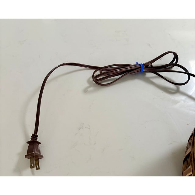 Vintage Coastal Woven Rattan Table Lamp With Sueded Shade For Sale In Palm Springs - Image 6 of 14