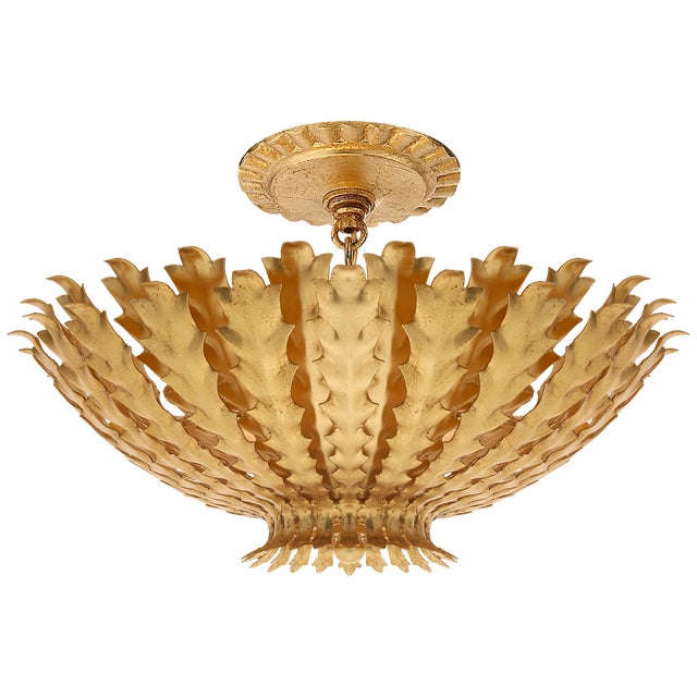 Hampton Small Chandelier in Gild Designer: AERIN Canopy: 6" Round Mounting: Chain Shade Detail: No Option Socket: 3 - E12...