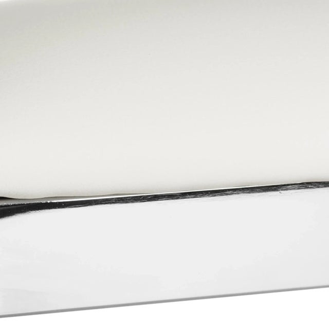 39''H Stainless Steel Cross Back Barstool in White & Chrome For Sale - Image 9 of 11