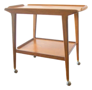 Mid Century Modern Poul Hundevad Style Teak Bar Serving Cart