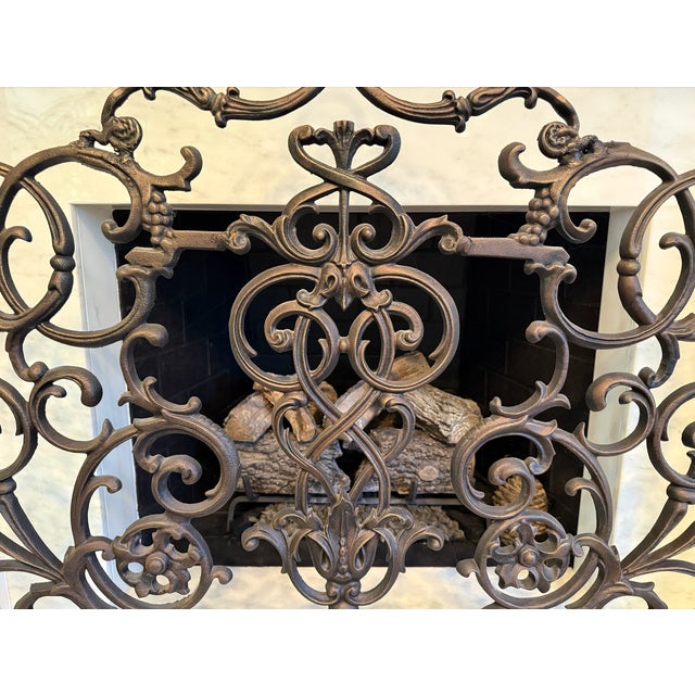Cast Iron Scroll Fireplace Screen For Sale - Image 4 of 14