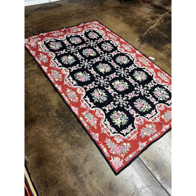 Handwoven Chainstitch Style Black/Rust Rug 7'1" X 10'9" For Sale - Image 4 of 11