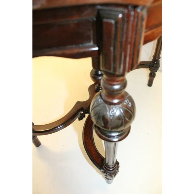 Victorian Walnut Carved Marble Top Parlor Center Table, 19th Century For Sale - Image 9 of 10