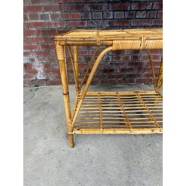Gabriella Crespi Vintage Tito Angoli Style Bamboo and Rattan Coffee / Side Table For Sale - Image 4 of 11
