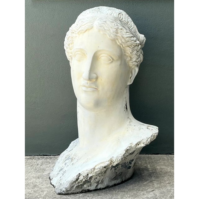 White Vintage Monumental Fiberglass Roman Goddess Head Sculpture For Sale - Image 8 of 12