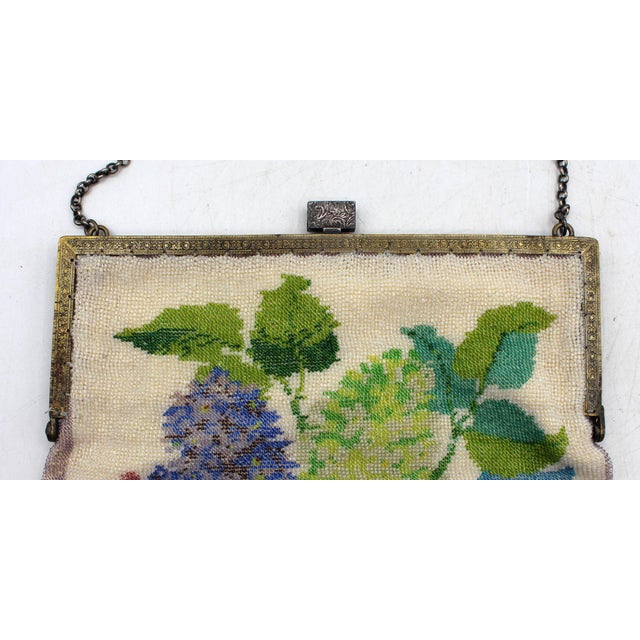 Circa 1920s Micro-Beaded Floral Tapestry Purse For Sale - Image 4 of 6