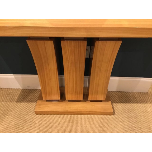 Vintage Art Deco Style Satin Wood Custom Console Table For Sale - Image 4 of 6