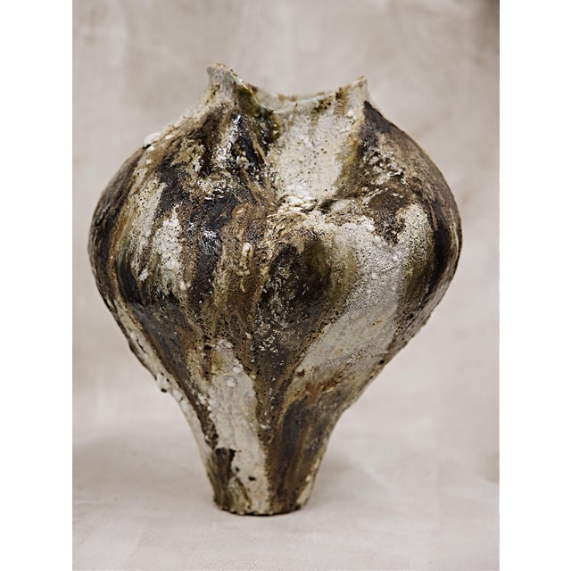 Tall Woodland Organic Hand Painted Vase For Sale In Los Angeles - Image 6 of 9